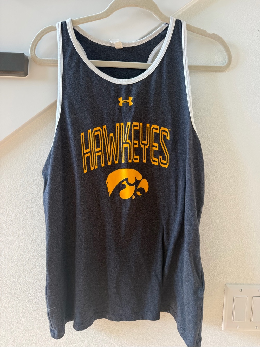 Under Armour Black and Gold Iowa Hawkeyes Tank Top